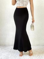 Women's Plain Lettuce Trim High Waist Mermaid Skirt, Elegant Fashion Casual Skirt for Daily Wear Vacation Holiday Party, Ladi...