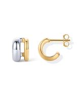 PAVOI 14K Gold Plated and Rhodium Plated Two Tone Multihoop Double Hoop Geometric Earrings for Women - Mixed Metal Huggie Mul...