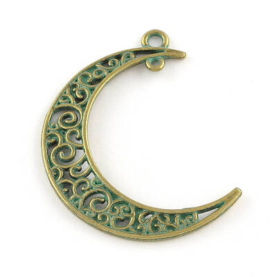 Moon Zinc Alloy Hollow  2-Loop Link Pendants