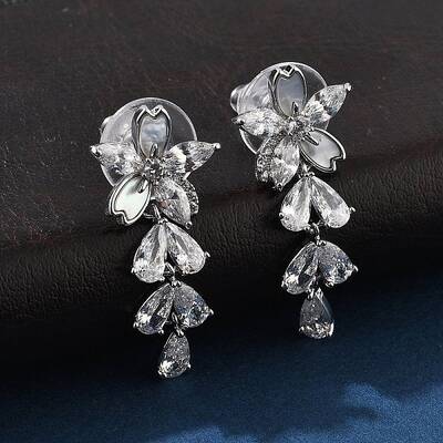 Brass Clear Cubic Zirconia Stud Earrings