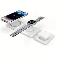 3 in 1 Wireless Charger for iPhone, Not suitable for Android, Magnetic Foldable 3 in 1 Charging Station, Travel Charger for M...