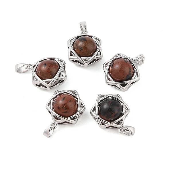 Natural Mahogany Obsidian Round Pendants