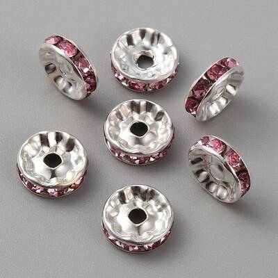 50Pcs Alloy Rhinestone Spacer Beads
