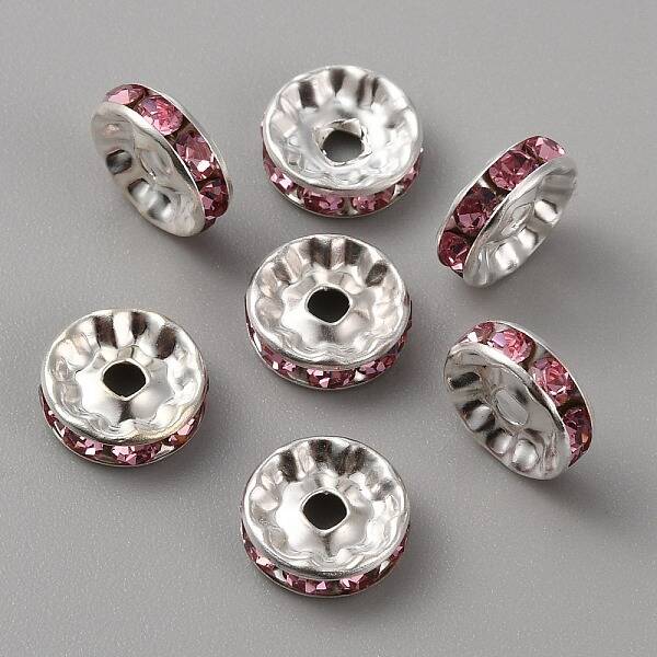 50Pcs Alloy Rhinestone Spacer Beads