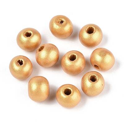 Spray Painted Round Natural Schima Wood Beads
