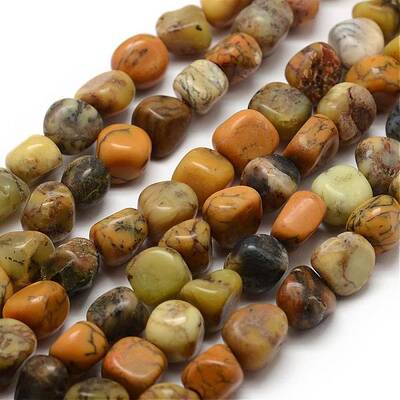 Natural Yellow Moss Agate Beads Strands