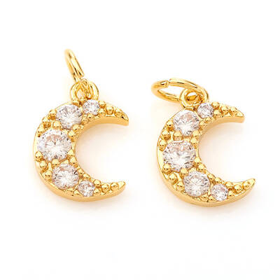 Brass Micro Pave Cubic Zirconia Charms