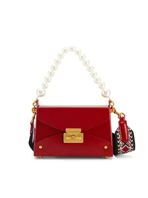 Smting Pearl Chain Box Bag with Time Lock