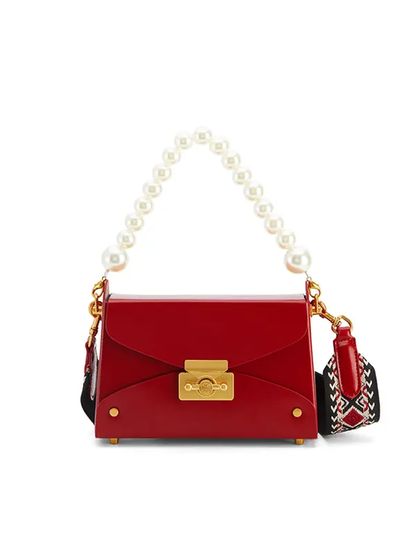 Smting Pearl Chain Box Bag with Time Lock