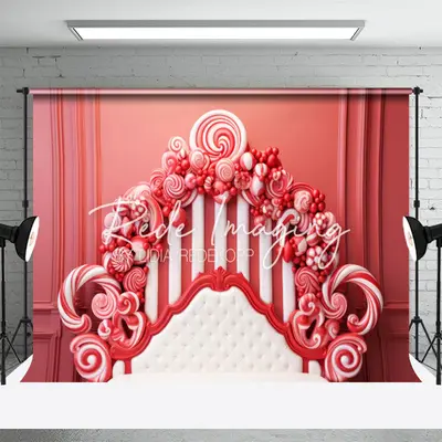 Red Christmas Candy Headboard Photoshoot Backdrop - Aperturee