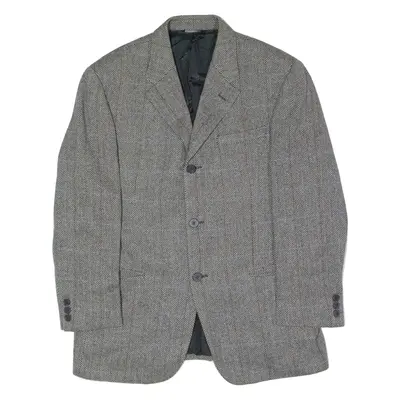 VERSUS VERSACE Mens Blazer Jacket Black Flannel Wool Herringbone L