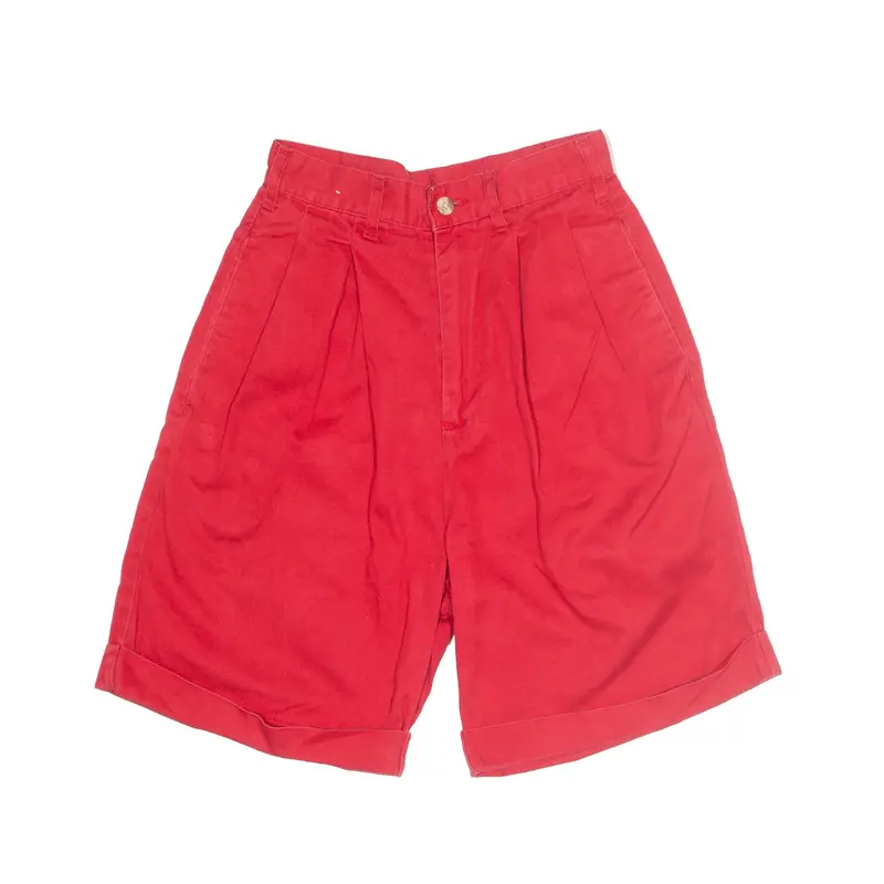 GIORDANO Pleat Denim Shorts Red 90s Regular Womens XS W24