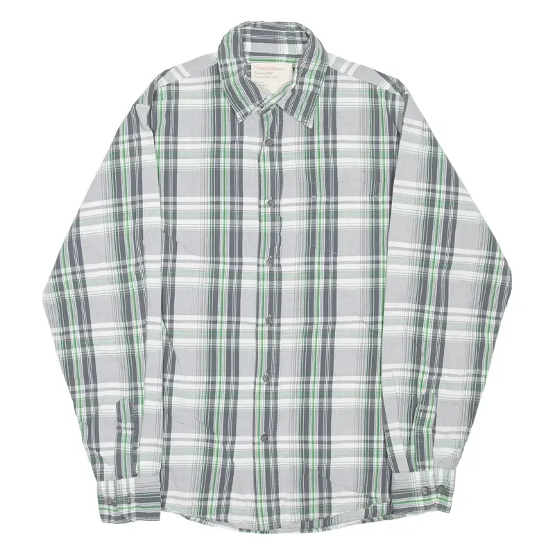 WRANGLER Mens Shirt Grey Check Long Sleeve M