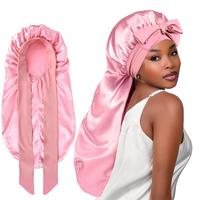 Double Layer Long Satin Bonnet for Sleeping Reversible Silk Bonnet for Long Hair Women Sleeping Cap with Tie Band Comfortable...