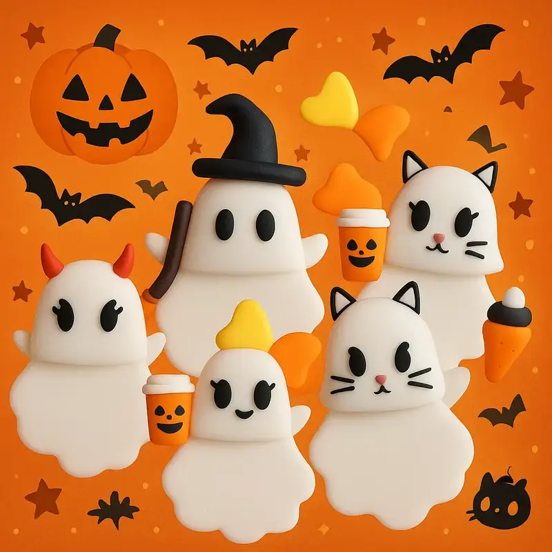 [Free shipping lucky box]Ghostees Mystery Phone Case Charm – 6 Collectible Halloween Ghost Designs Blind Box