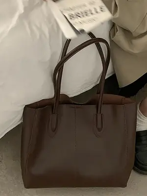 Women's Fashionable Solid Color Soft PU Leather Tote Bag, Large Capacity Shoulder Tote Bag For Daily, School & Commuting Used