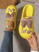 Women's Cute Cartoon Bowknot Design Clogs, Elegant Slippers, Slippers Indoor, Casual Comfortable Non-slip Clogs for Summer, S...