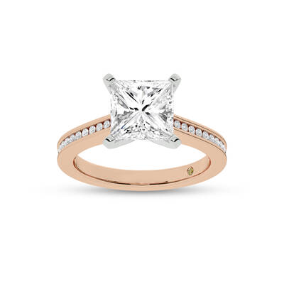 Paris Channel Set Princess Cut Lab Diamond Engagement Ring | 14K Rose Gold 2 3/4 CT. TW.