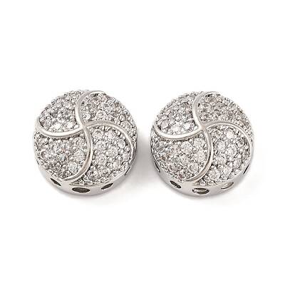Brass Micro Pave Clear Cubic Zirconia Beads
