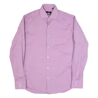 HUGO BOSS Mens Plain Shirt Purple Long Sleeve M