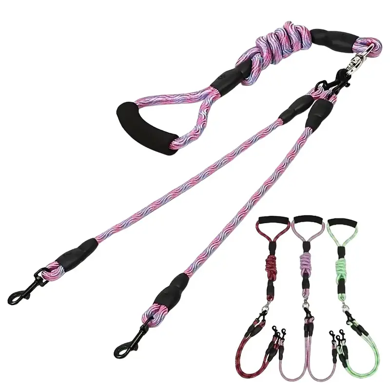 Double-ended Dog Leash, 1 Set Removable Wave Pattern Pet Leash, Pet Traction Rope, Anti-winding Pet Supplies for Outdoor Walk...