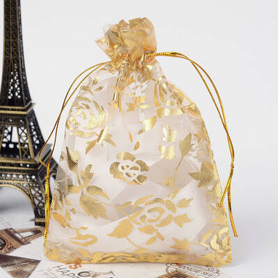 Rose Printed Organza Bags