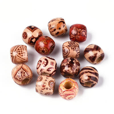 Printed Natural Wood Beads