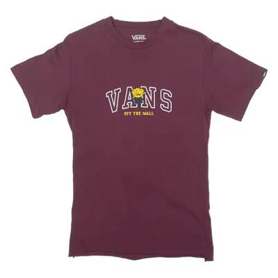 VANS Classic Fit Mens T-Shirt Maroon Crewneck XS