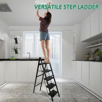 2/3/4/5 Step Ladder - Lightweight Folding Stool with Anti-Slip Pedal, Portable and Sturdy Steel Design, 880 Lbs Capacity for ...