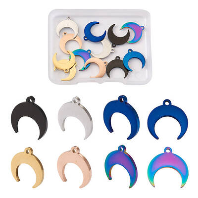12Pcs 6 Colors Stainless Steel Pendants