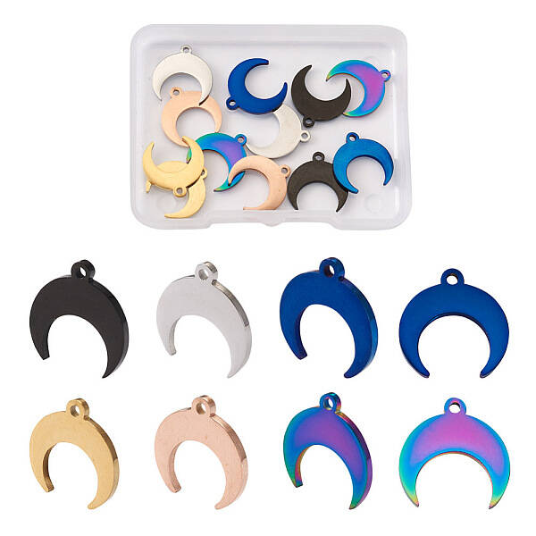 12Pcs 6 Colors Stainless Steel Pendants