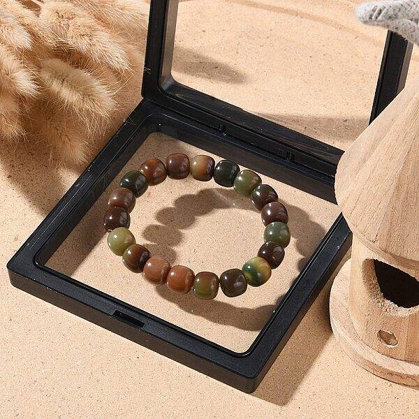 Bodhi Wood Column Beaded Stretch Bracelet for Women