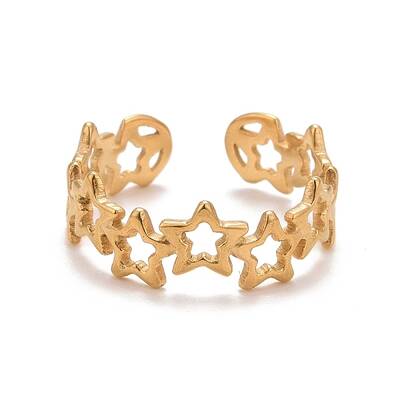 Ion Plating(IP) 304 Stainless Steel Star Wrap Open Cuff Ring for Women