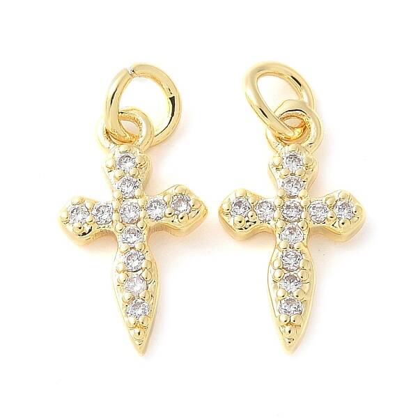 Brass Micro Pave Cubic Zirconia Charms
