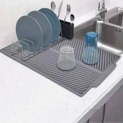 Kitchen Sink Drain Mat, 1 Count Non-slip Heat Resistant Silicone Drain Pad, Multifunctional Insulated Mat for Kitchen Sink