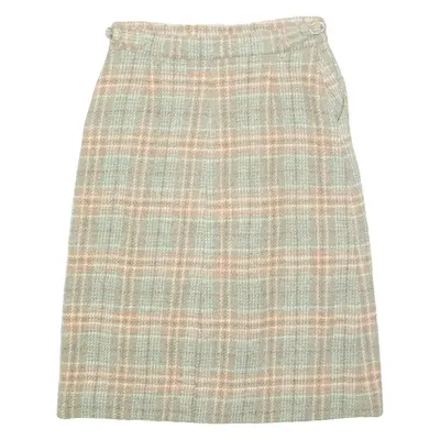 Womens Straight Skirt Brown Midi Wool Check UK 10