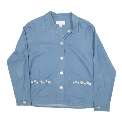 CHRISTOPHER & BANKS Denim Shirt Blue Long Sleeve Womens S