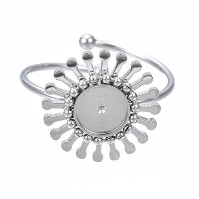 Non-Tarnish 304 Stainless Steel Open Cuff Finger Ring Cabochon Settings
