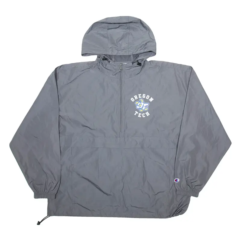 CHAMPION Oregon Tech Mens Anorak Jacket Grey USA Hooded 2XL