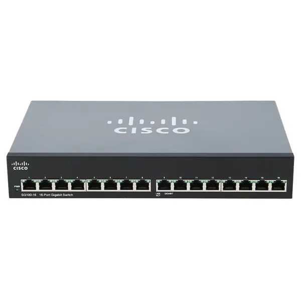 Cisco SG100-16-NA-RF | Small Business 100 Series SG100-16 16 x 10/100/1000Base-T  RJ-45 Ports Layer 2 Unmanaged Rack-mountabl...