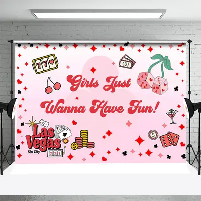 Girl Just Wanna Have Fun Card Pink Dance Backdrop - Aperturee