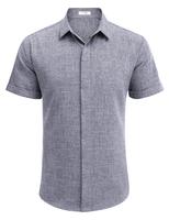 Father's Day Gift,COOFANDY B Men's Linen Shirts Short Sleeve Casual Shirts Button Down Shirt for Men Beach Summer Wedding Shi...