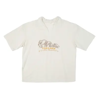 Thailand Elephants Mens T-Shirt Cream Collared M