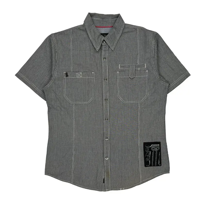 Harley Davidson Short Sleeve Shirt - Large Grey Cotton