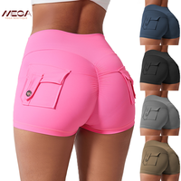 Women's All-Season High Waist Ruched Skinny Sports Shorts , Cool Breathable Solid Button Pocket , Yoga Gym Daily Errands Summ...