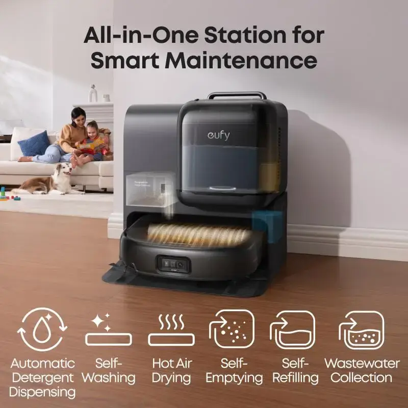 eufy E28 Omni Robot Vacuum and Mop Combo,HydroJet System,with Portable Deep Cleaner for Carpet,20,000Pa Turbo Suction,Zero-Ta...