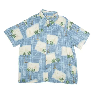 BATCK BAY Mens Hawaiian Shirt Blue Floral XL