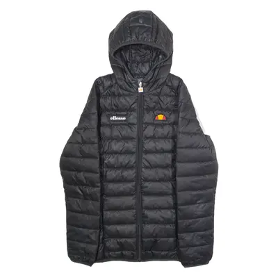 ELLESSE Womens Puffer Jacket Black Hooded UK 8