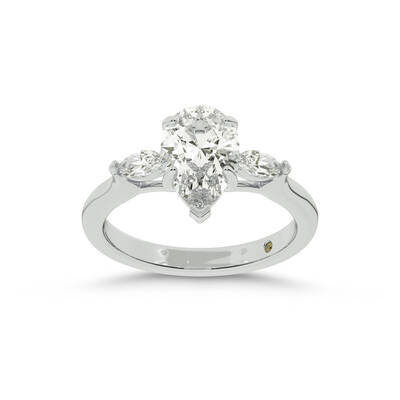 Maui Three Stone Pear Shape Lab Grown Diamond Engagement Ring | 14K White Gold 1 3/4 CT. TW.