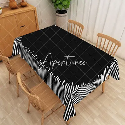 Aperturee Dynamic Black And White Waves Rectangle Tablecloth, 52 x 70 inch, 30.82 USD, rectangle tablecloths, ZJY04933-A